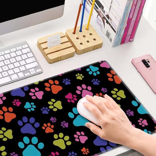 XL Gaming Desk Mat - Extended Big Cute Dog Paws Mouse Pad - Waterproof, Non-Slip Base, Stitched Edges - 31.5x11.8 in - color: Dog Paws