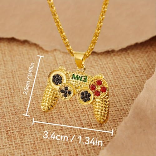 Unplated Alloy Chain - Fashion Gamer Controller Pendant Necklace for Men - Studded Gamepad Jewelry - Stylish Video Game Party Accessory