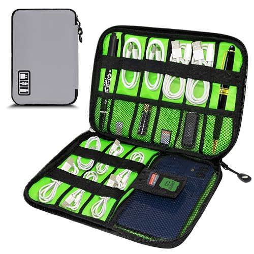 Electronics Organizer,Travel Cord Organizer Pouch, Portable Cable Organizer Bags,Travel Electronic Accessories Storage Case for Cables, Cords, Charger, Phone (Gray) - color: A9-1-M-Gray, size: Medium