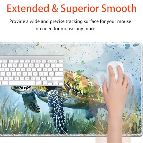 MTG Playmat, Smooth Surface Game Play Pad MTG TCG 24 x 14 inch with Storage Bag, Non-Slip Mouse Pad Card Fighting Game, Waterpainted Turtle - color: Waterpainted Turtle