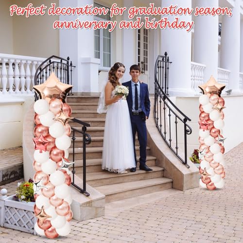 Gejoy 110 Pcs Champagne Rose Gold Balloons Column Stand Kit Adjustable Tower Stand from 1.4 to 6.6 ft with Bases for Back to School Wedding Birthday Baby Shower Party - color: Champagne, Rose Gold