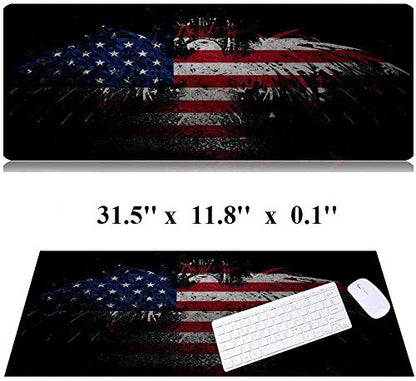 31.5x11.8 Inch Non-Slip Long Extended Large Gaming Mouse Pad with Stitched Edges XL Laptops Keyboard Mouse Mat(USA Eagle) - color: USA Eagle