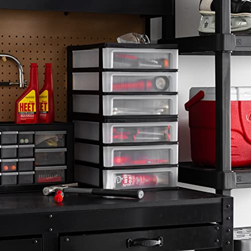 IRIS USA Plastic Stacking Desk Top 3-Drawer Storage Organizer, 2-Pack, for Makeup Vanity Nail Polish Bathroom Stationery Art Craft Supplies Kitchen Office Garage and Small Organization, Medium, Black - color: Black, style: Medium - 2 Pack