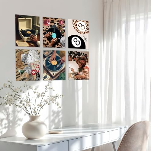 Isfvqyub Preppy Leopard Cheetah Wall Art, Aesthetic Stockholm Skateboard Poster For Girl Boy, Trendy Retro Black Boy Wall Decor For Bedroom Dorm College Apartment, Set Of 6 -A16 - size: Stockholm