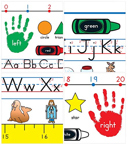 Carson Dellosa Traditional Manuscript Nameplates―Student Labels With Name Line, Alphabet Lettering Guide, Number Line, 12-Inch Ruler, Shapes, Colors, Right and Left Hands (36 pc) - style: Manuscript Traditional, K-3