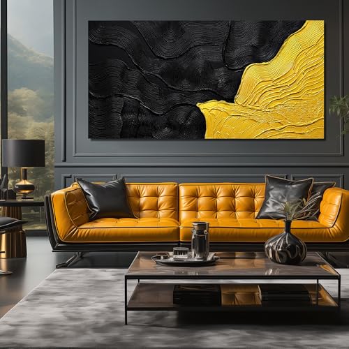 Black and Gold Abstract Pictures Wall Decor Office Modern Painting Wall Art for Bedroom Extra Large Wall Art for Living Room Size 36 x 72 Inch - color: Black and Gold, size: 72"L x 36"W