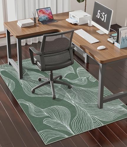 chakme Office Chair Mat for Hardwood Floor, 48"x36" Easy Glide Computer Desk Mat Protector for Rolling Chair Under Desk Rug Nonslip Backing, Machine Wash, (Leaf) - color: Green Leaf, size: 36"x48"
