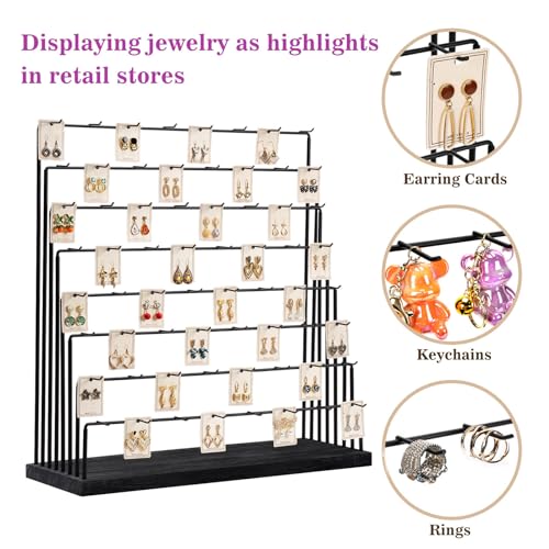 DGWJSU Earring Display Stands for Selling, Earring Rack Display Holder Stand, Jewelry Display for Selling Earring Cards, Bracelets, Hair Accessories, Rings, Necklaces (Black Wood, Large Size) - color: Black Wood, size: Large Size