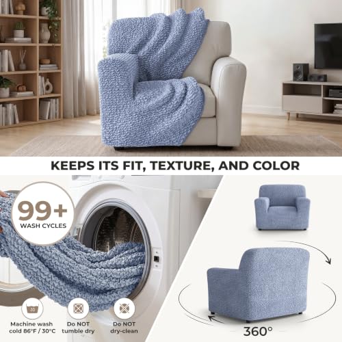 Premium Stretch Couch Covers for Sofa - Sofa Chair Cover Washable, Dogs & Pets Friendly - Elastic Polyester Loveseat Slipcovers - Non-Slip Love Seat Couch Covers - Blue (21"-39" Wide) - color: Blue, size: 21"-39" Wide