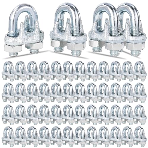 200PCS 5/16" M8 Zinc-Plated Wire Rope Clamps – Heavy Duty U-Bolt Cable Clips (Silver) - size: M8-200PCS