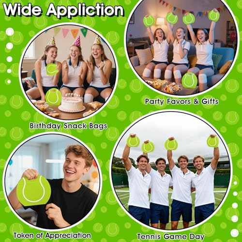 AKAIXI 24pcs 3.5Mil Thickened Tennis Gift Bags Reusable Sealed Snack Bags | with Handle Stand-up Tennis Goodie Bags for Tennis Themed Party Favors Birthday Supplies Lovers Players Coaches Gifts - color: Tennis