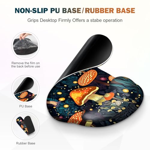Gaming Mouse Pad, Large Desk Mat, Cute Desk Pad Protector, 4in1 XXL Mousepad + Keyboard Wrist Rest+Mouse Wrist Rest+Coaster Set with Ergonomic Desk Pad for Home Office Table Computer, Lovely Mushroom - color: Lovely Mushroom