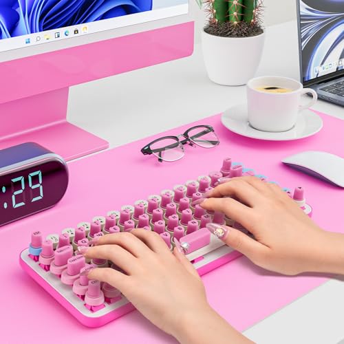 70PCS Universal Long Nails Keyboard Stickers, Self-Adhesive Raised Keyboard Bubbles, Keyboards Cap for Long Acrylic Nail, Silicone Heart Shaped Keyboards Cover for Women Girl Present - Hot Pink - color: 70PCS - Rose Red