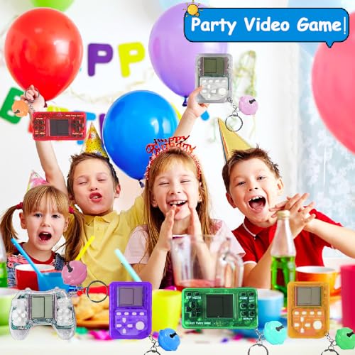 12Pcs Video Game Party Favors for Kids,Mini Game Console Keychain for Kids Boys Birthday Supplies Gaming Party Favors Classroom Prizes - style: 12 Pcs With Keychain Bell