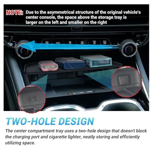 Center Console Organizer Compatible with 2024-2026 Chevy Traverse Interior Accessories, Divider Compartment Tray and Center Console Bottom Storage Box; Not fit for 2024 Chevy Traverse Limited - size: Center Console Bottom Tray (2PC)