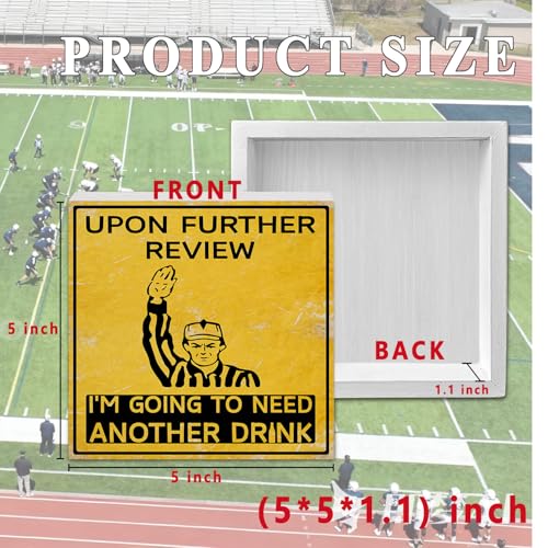 World Cup Bathroom Sign Decorations Upon Further Review I'm Going To Need Another Drink Football Wooden Sign for Bathroom Office Desk Shelf Funny Soccer Fan Gear Game Day Gifts Holiday Home Decor 5 X 5 Inch