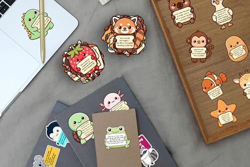 200PCS Emotional Support Animal Stickers by Puraesla– Affirmation Sticker Pack for Adults or Kids Cute Inspirational Buddies for Water Bottles, Laptops, Phones, Positive Quote Vinyl - size: L - 200PCS
