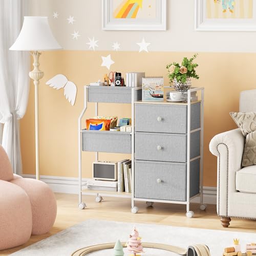 Modanais Baby Organizer and Storage - 3 Tier Rolling Cart with Dividers and Drawers, Easy To Assemble, Mobile Utility Cart with Wheels for Nursery, Bedroom, Changing Table & Crib,Light Gray - color: Light Gray
