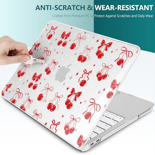 DONGKE Compatible with MacBook Neo 13 Inch Case 2026 A3404 A18 Pro chip & Touch ID, Plastic Hard Shell with Keyboard Cover, Screen Protector & Dust Plugs, Cherry & Bow - color: Cherry & Bow