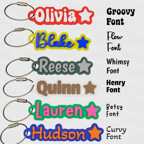 SuperFineDeesigns Bag and Water Bottle Name Tag with Cable – Custom Durable 3D Printed Name Tag Backpack & Sports Bottles - style: Star