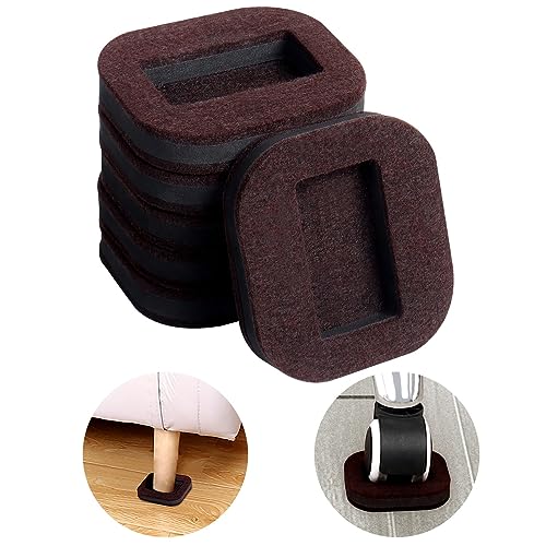 12 PCS Felt Furniture Coasters Caster Cups for Hardwood Floors, Felt Bottom Furniture Pads, Bed Office Chair Fridge Furniture Wheel Stopper to Prevent Sliding and Scratches (Brown, L: 2.6" * W:1.8") - color: Brown - L, size: L: L:2.6" * W:1.8"