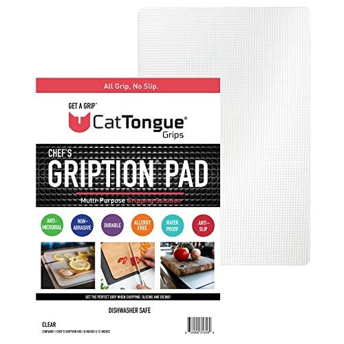 CatTongue Grips Non-Adhesive Anti-Slip Mat - Multi-Purpose Non-Slip Pad For Chefs & Home Cooks - Ideal Cutting Board Mat & Drawer Liner - Kitchen Essentials For Safety (Clear, 1-Pack) - color: Clear, size: 8"L x 12"W