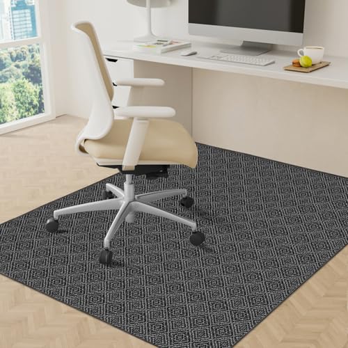 KMAT Office Chair Mat, 46x60in Heavy Duty Hardwood/Tile Floor Protector, Floor Mat Computer Desk Mat for Rolling Chairs, Work, Study, Office, Black - color: Black, size: 46"x60"