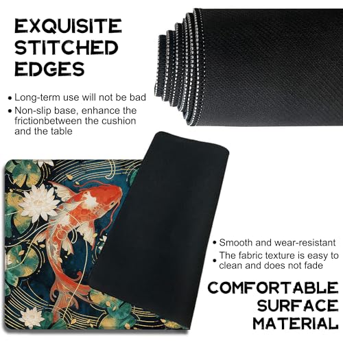 Playmat for MTG Lotus Leaves Koi Magic Play Mat 24x14 Inch Card Game Mat for Magic The Gathering TCG PTCG Playmat with Free Storage Bags Non-Slip Backing and Stitched Edge - color: Lotus Leaves Koi No With Zones