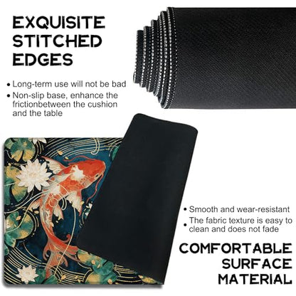 Playmat for MTG Lotus Leaves Koi Magic Play Mat 24x14 Inch Card Game Mat for Magic The Gathering TCG PTCG Playmat with Free Storage Bags Non-Slip Backing and Stitched Edge - color: Lotus Leaves Koi No With Zones
