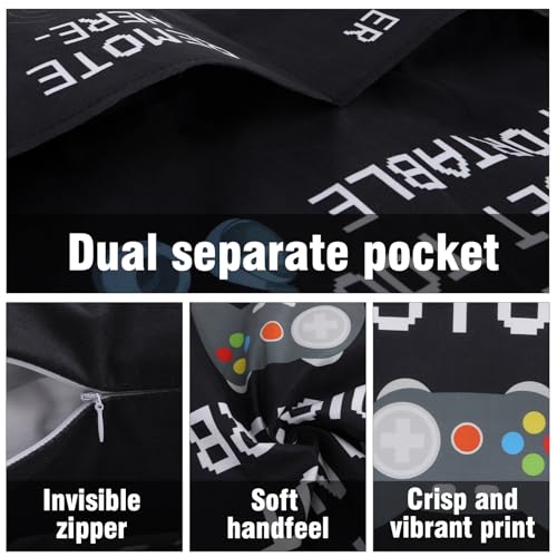 GOAUS Gamer Gifts Funny Socks, Light Up Gaming Pillow Cover 18x18 inch Dual Pockets, Gifts for Men Dad Teens Teenage Boys Son Boyfriend - color: Gaming