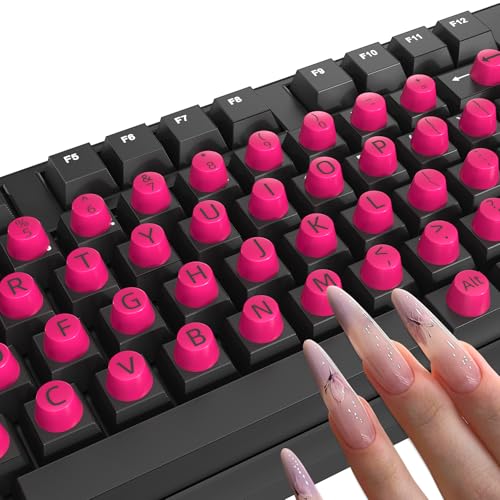 Raised Keyboard Stickers for Long Nails Compatible with Wired Wireless Keyboard Letters Keys Bubbles Keycaps Decal Comfortable Typing for Office Work Protector Accessories