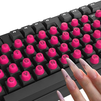 Raised Keyboard Stickers for Long Nails Compatible with Wired Wireless Keyboard Letters Keys Bubbles Keycaps Decal Comfortable Typing for Office Work Protector Accessories