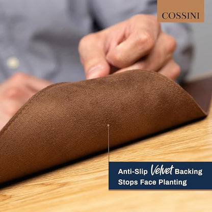 Cossini XL Desk Pad - Large Vegan Leather Desk Mat (17 x 36) - Buttery Smooth Writing, Damage Blocking, Non-Slip, Waterproof - Home Office Computer Desk Protector Blotter Laptop Keyboard Mouse Pad - color: Brown