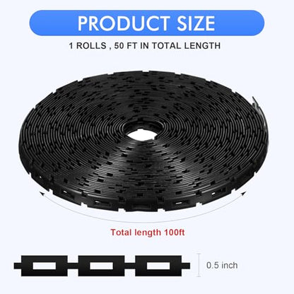 Wesiti 100 ft Plastic Chain Lock Tree Tie 1/2 Inch Wide Adjustable Tree Support Straps Plant String Swing Strap Flexible Reusable Ties for Staking for Garden Accessories - size: 100 ft