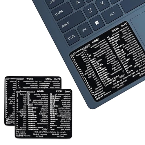 Word & Excel Shortcut Stickers for Keyboard – Microsoft Office Hotkey Labels, Laptop & Desktop Keyboard Shortcuts, Compatible with Windows, Study & Work Productivity Reference Guide (Black) - color: Black