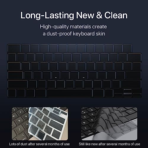 Soonjet Premium Keyboard Cover Protector, Ultra Thin Keyboard Skin for 2026 2025-2021 M5/M4/M3/M2/M1 Pro/Max MacBook Pro 14/16, M5-M2 MacBook Air 13/15, US ANSI Layout - color: Translucent Tinted