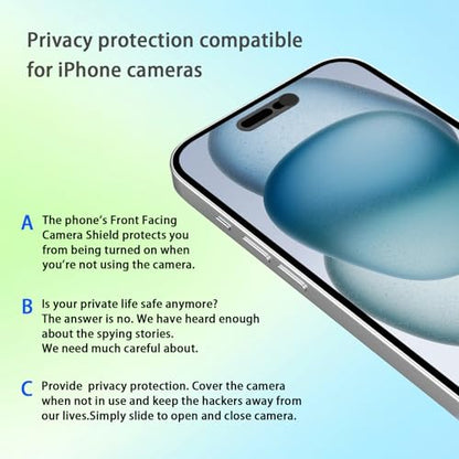 Webcam Cover,Front Camera Cover Compatible for iPhone 15/15 Plus/15 Pro/15 Pro Max/14 Pro/14 Pro Max,Protect Privacy and Security,Not Affect Face ID, 2 Pack-Black - color: Black