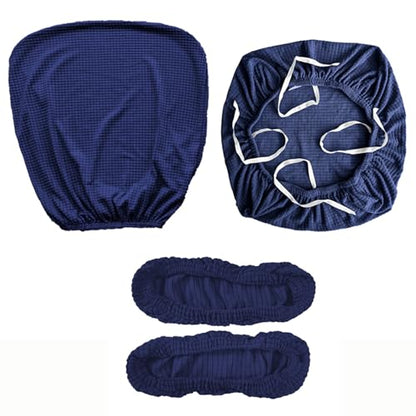 HAPPYDOG 4 Pcs Office Chair Covers Set Stretchable Protective Rotating Computer Chair Seat Covers with Armrest Covers (Dark Blue) - color: Dark Blue