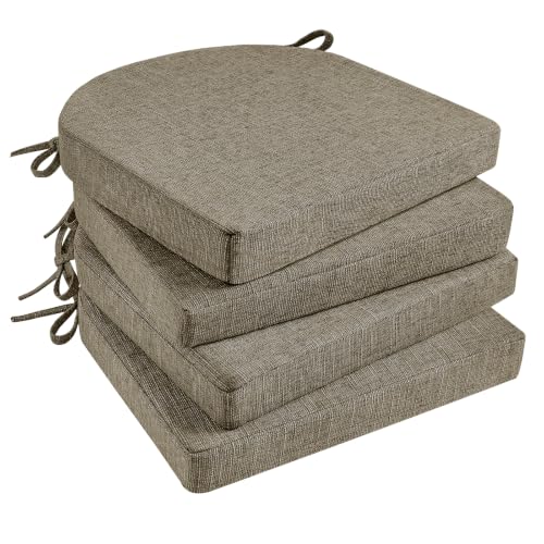 Basic Beyond Chair Cushions for Dining Chairs 4 Pack, Kitchen Chair Cushions with Ties and Non Slip Backing, 16 x 16 inches Chair Pads for Dining Chairs (Khaki) - color: Khaki, size: 16"x16"x2"(Pack of 4)