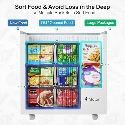iSPECLE Freezer Organizer Bins - 3 Pack with Freezer Inventory List Board, Adjustable Width for 5 to 7 Cu.Ft Chest Freezers, Stackable Deep Freezer Bins, Assembly Required, Black - style: 3 Bins with Magnet Whiteboard