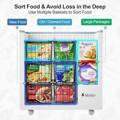 iSPECLE Freezer Organizer Bins - 3 Pack with Freezer Inventory List Board, Adjustable Width for 5 to 7 Cu.Ft Chest Freezers, Stackable Deep Freezer Bins, Assembly Required, Black - style: 3 Bins with Magnet Whiteboard