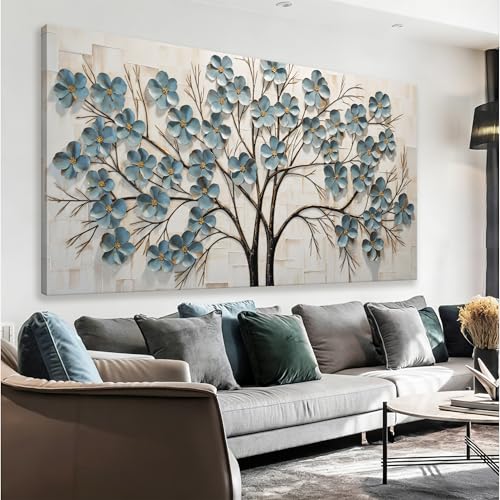 YISXINOAG Flower Wall Decor Modern Canvas Art Wall Decor Tree of Life Wall Art Modern Floral Painting Blossom Pictures for Bathroom,Dining Room Ready to Hang Canvs Wall Decorations Size 20"X40" - color: grey green, size: 40"L x 20"W