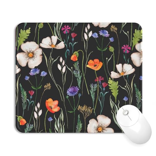 eulps Mouse Pad with Stitched Edge, Multiple Patterns Computer Mouse Pads with Non-Slip Rubber Base, Washable Cloth Mousepad, for Gaming, Laptop, PC (Wildflower Night) - color: 29Wildflower Night