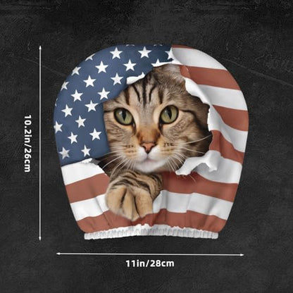Dujiea 2 Pack American Flag Cat Car Headrest Covers, Universal Soft Car Seat Head Rest Cover Protector, Vehicle Accessories Fabric Headrest Cover for Cars Vans Trucks - color: American Flag Cat