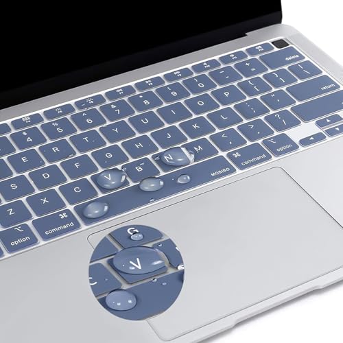 MOSISO Keyboard Cover Compatible with MacBook Air 13 inch 2022 2021 2020 Release A2337 M1 A2179 Retina Display with Touch ID Backlit Magic Keyboard, Waterproof Protective Silicone Skin, Steel Blue - color: Steel Blue