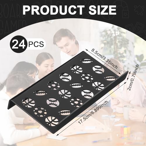 Yalikop 24 Pcs Trading Card Risers for Display Case Acrylic Modular Display Risers for Cardshow Vendor Sport Card Board Game (Ball Theme) - style: Ball Theme