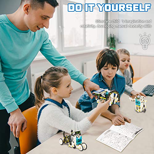 STEM 13-in-1 Solar Power Robots Creation Toy, Educational Experiment DIY Robotics Kit, Science Toy Solar Powered Building Robotics Set Age 8-12 for Boys Girls Kids Teens to Build - color: White1