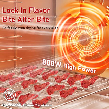 Food Dehydrator, 12 Stainless Steel Trays, 800W Electric Dehydrator Machine with Digital Timer & 194℉ Temp Control, 4 Presets, 10.9ft² Dehydrator for Food and Jerky, Fruit, Herbs, Dog Treats