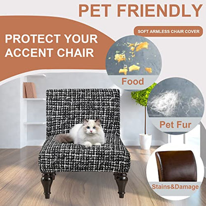 Eco-Ancheng Armless Chair Slipcover Removable Armless Accent Chairs Covers Washable Armless Slipper Chair Slipcover Printed Armless Chair Furniture Protector Covers for Living Dining Room Hotel - color: A8