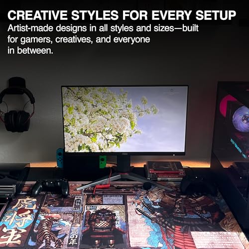 MPCO. Original Large Gaming Desk Mat – 36" x 17" Duraglyde Masterpiece Taimuzu Full Desk Mouse Pad for Smooth Precision – Non-Slip, Washable Extra-Large PC Mouse Pad for Gaming Sessions - color: DuraGlyde Taimuzu